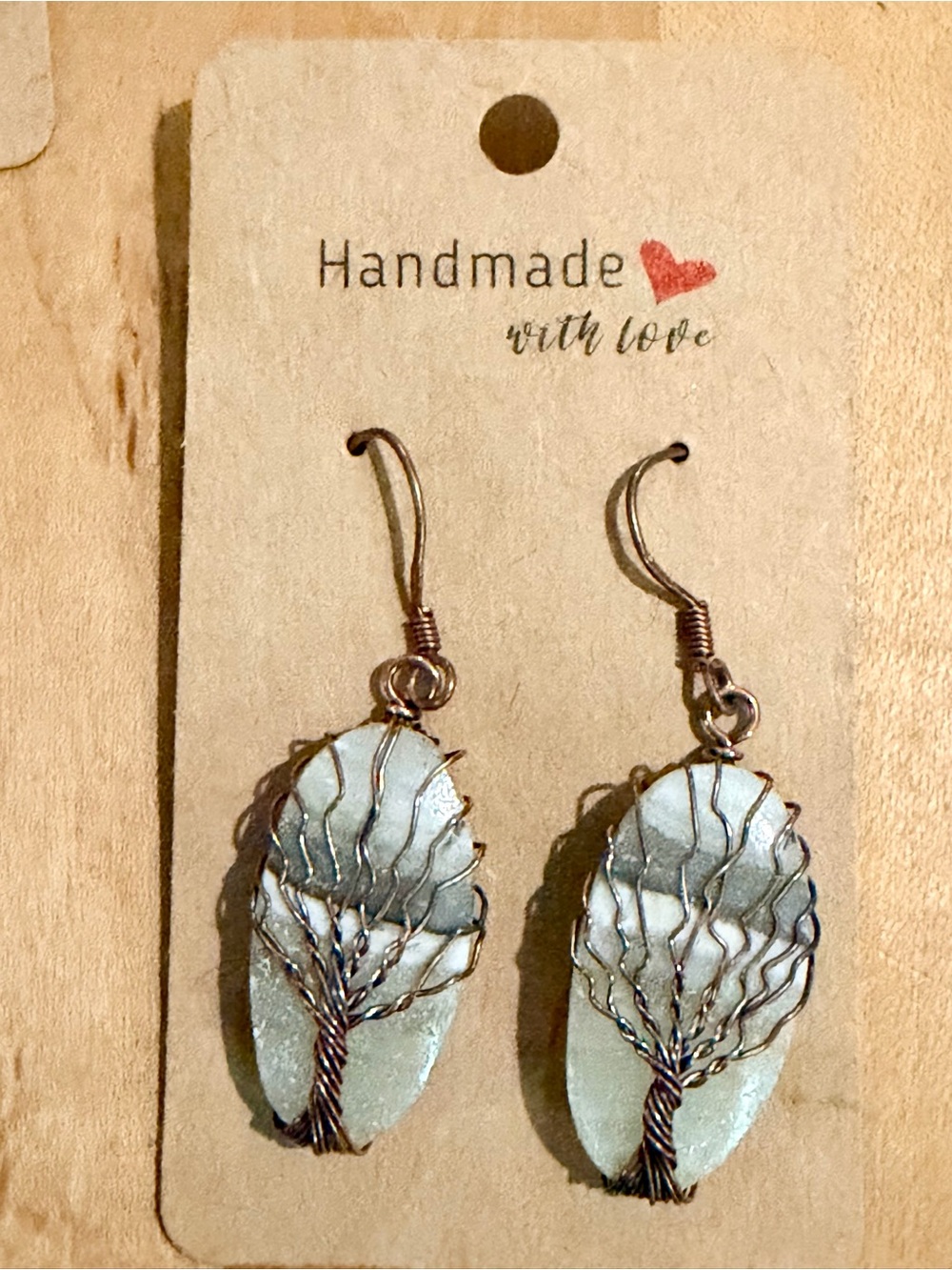 Tree of Life Calcite Wire Wrap Earrings - Copper - Can Customize Ear Component